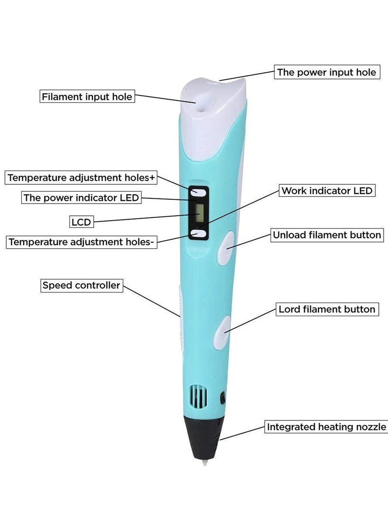 Yuwell 3D Printing Pen with Display for Kids & Beginners, 3D Pen 2 with PLA Filament Starter Kit, Drawing & Modeling Pen with LCD Screen, Ultrasonic Sealed Nozzle, Educational STEM Gift with Project Guide & Charger Purple - Image 3